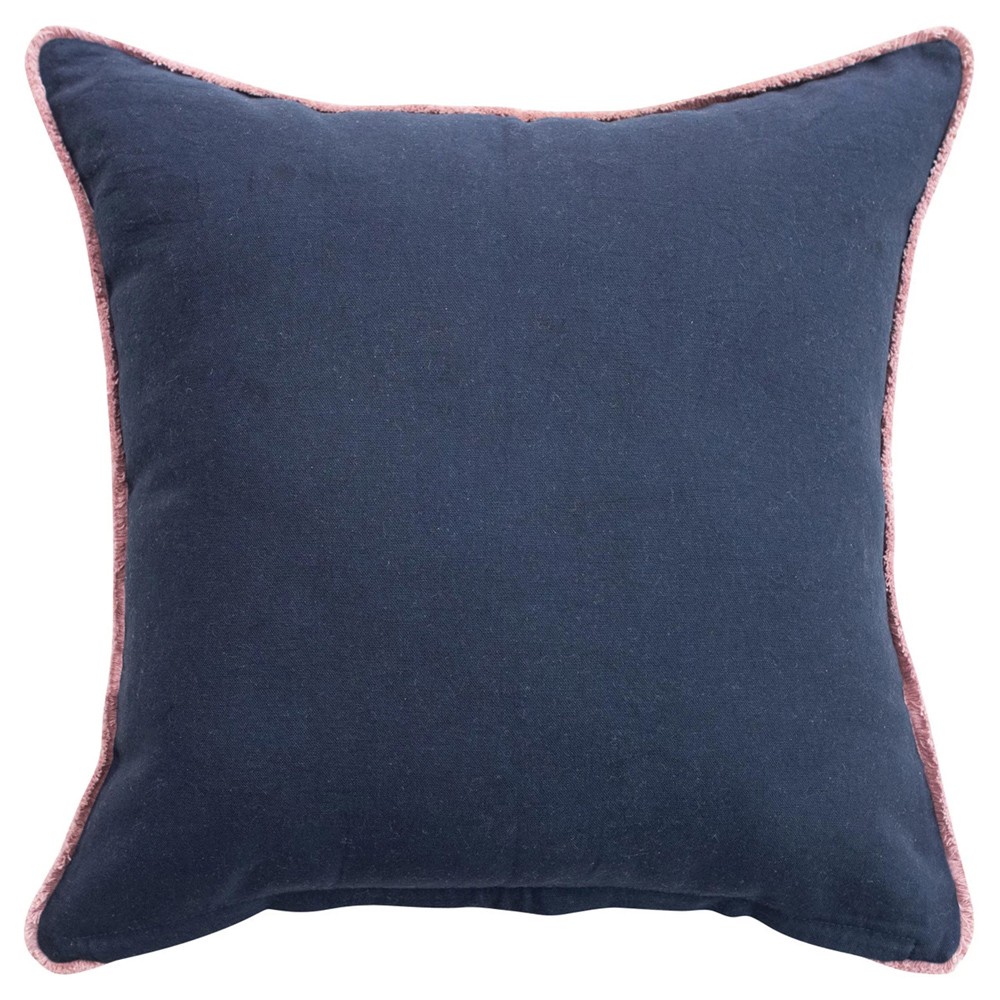 Ainle Updated Traditional Navy Blue Printed Velvet Botanical Throw Pillow - 20x20|