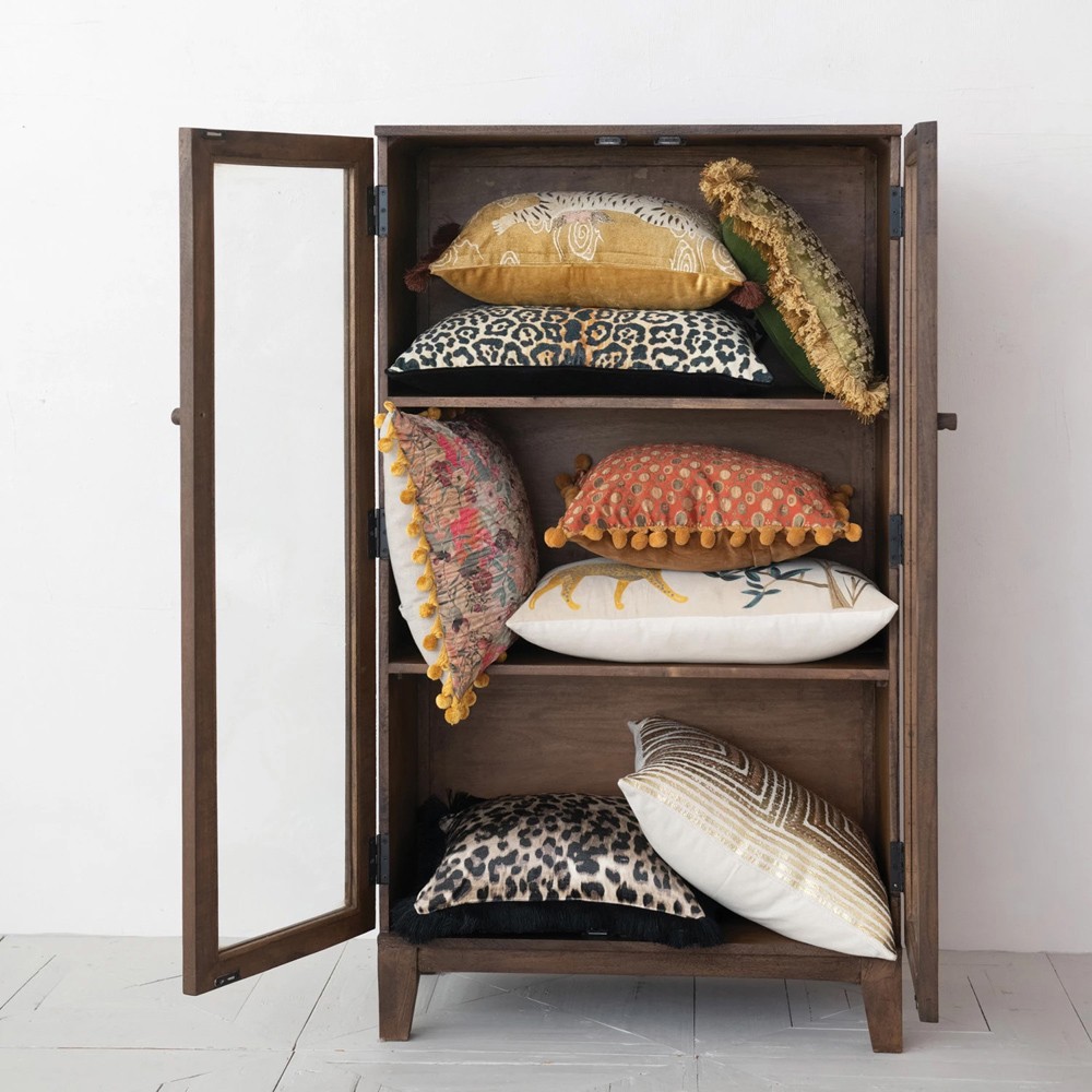 Wexford Updated Traditional Gold Printed Velvet Tiger Lumbar Pillow - 14x20|