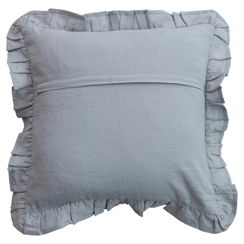 Xaria Updated Traditional Blue Embroidered Stripe Border Throw Pillow - 18x18|