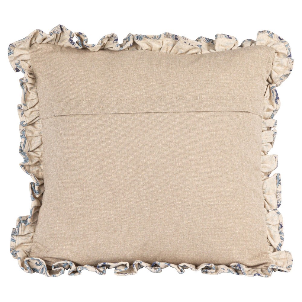 Eala Updated Traditional Blue Floral Ruffled Throw Pillow - 18x18|