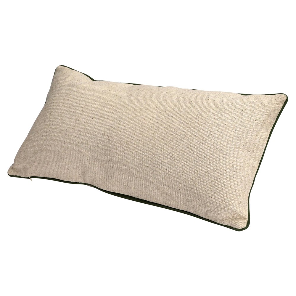 Roswell Traditional Beige Embroidered Butterfly Lumbar Pillow - 12x24|