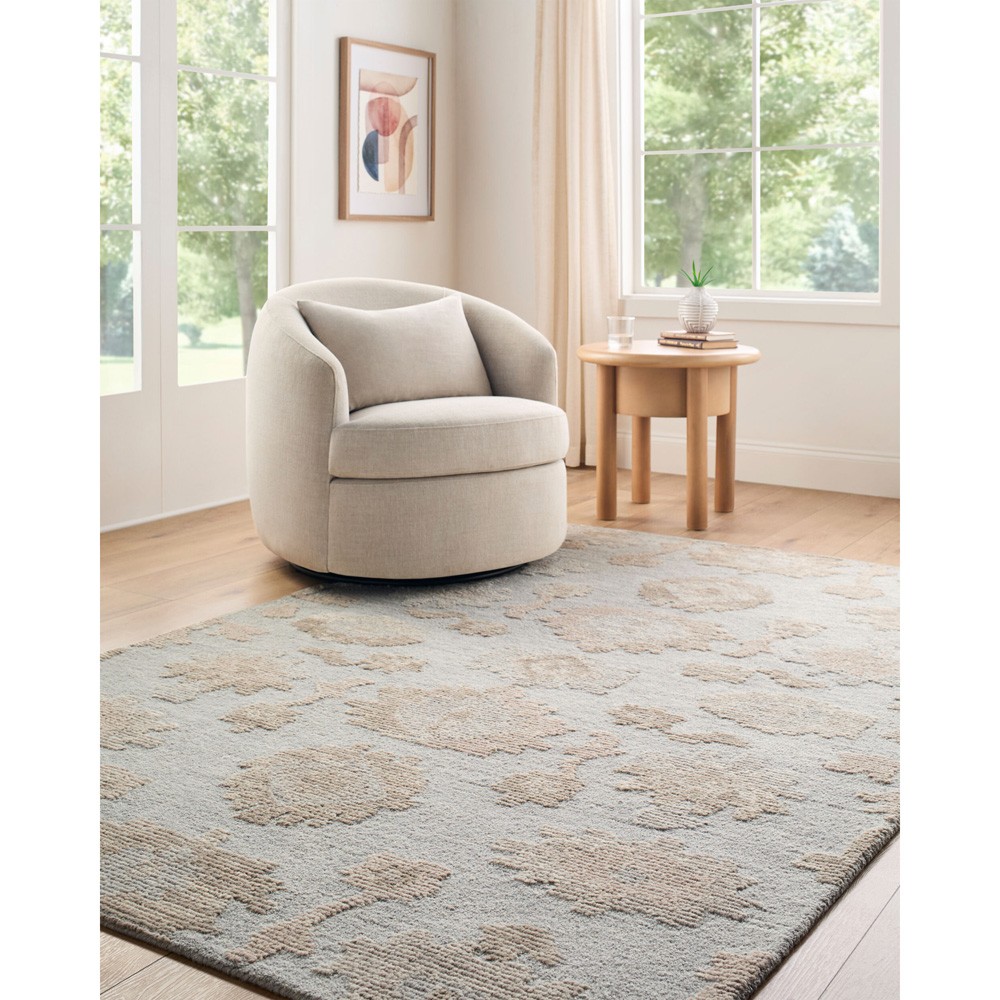 Ammon Updated Traditional Blue Wool Oushak Patterned Rug - 5'x7'6"|