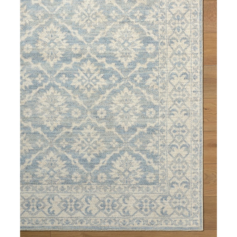 Amar Updated Traditional Light Blue Diamond Patterned Rug - 5'2"x7'|
