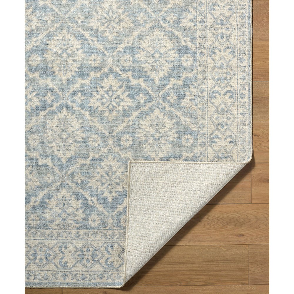 Amar Updated Traditional Light Blue Diamond Patterned Rug - 5'2"x7'|