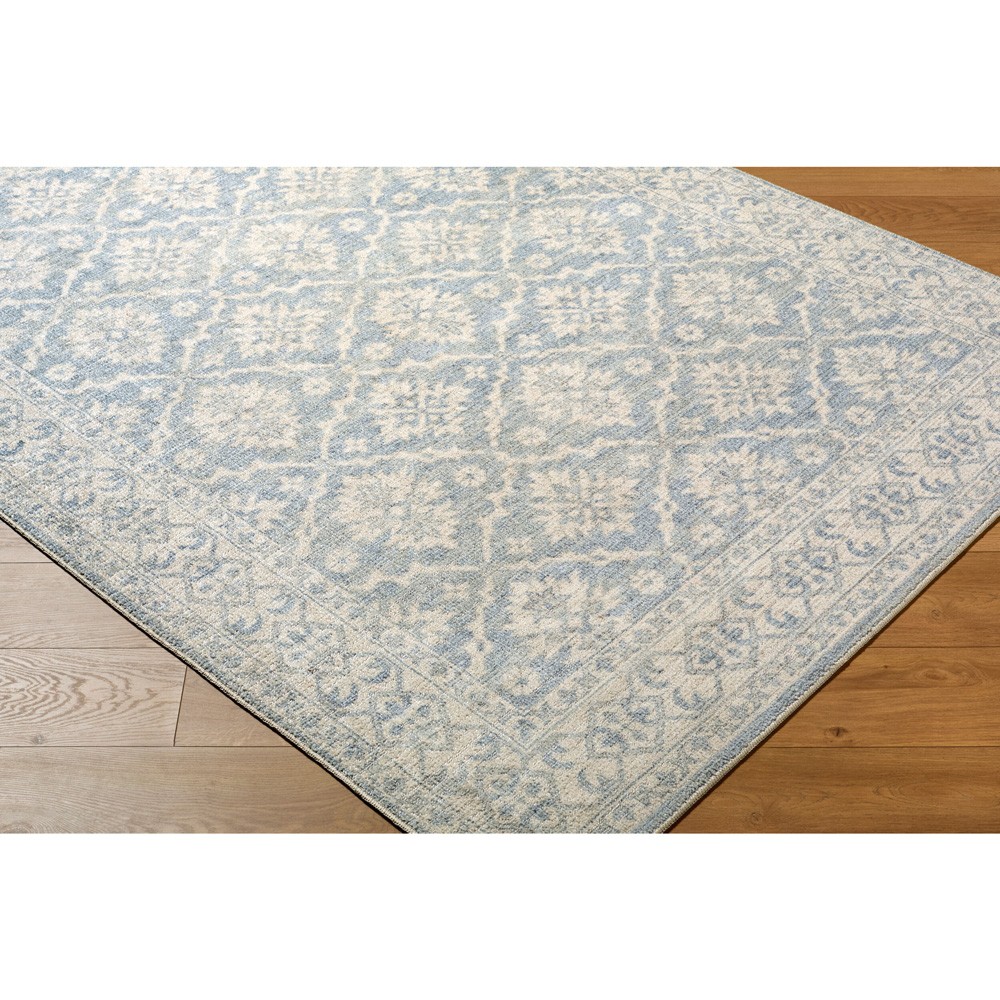 Amar Updated Traditional Light Blue Diamond Patterned Rug - 5'2"x7'|