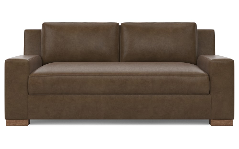 Henri Cocoa Leather Loveseat - 72"|
