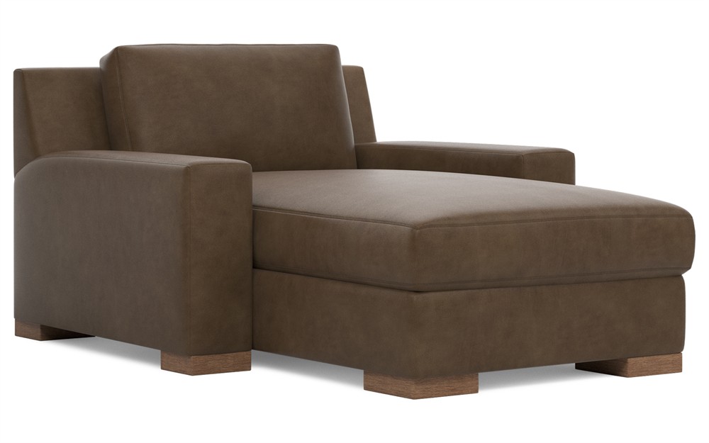 Henri Cocoa Leather Chaise|