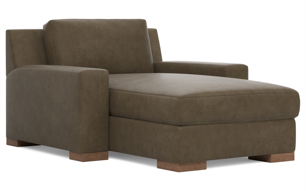Henri Sable Leather Chaise|