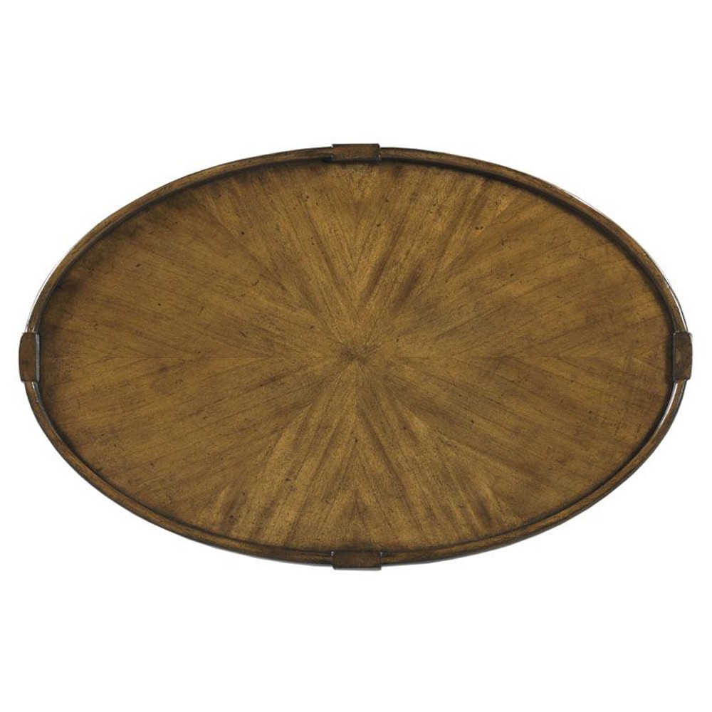 Linwood Updated Traditional Brown Wood Oval Side Table|