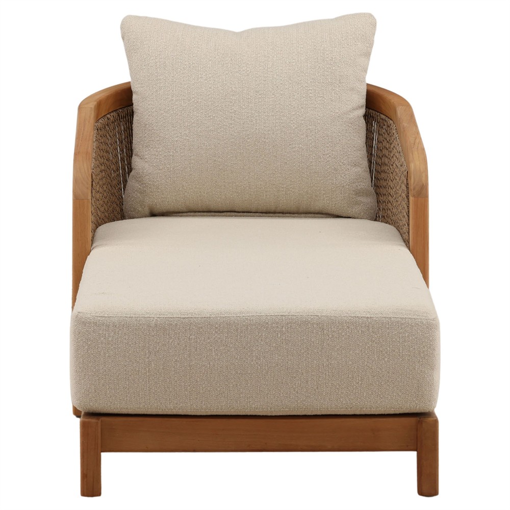 Herminia Coastal Beach Sand Natural Teak Outdoor Chaise|