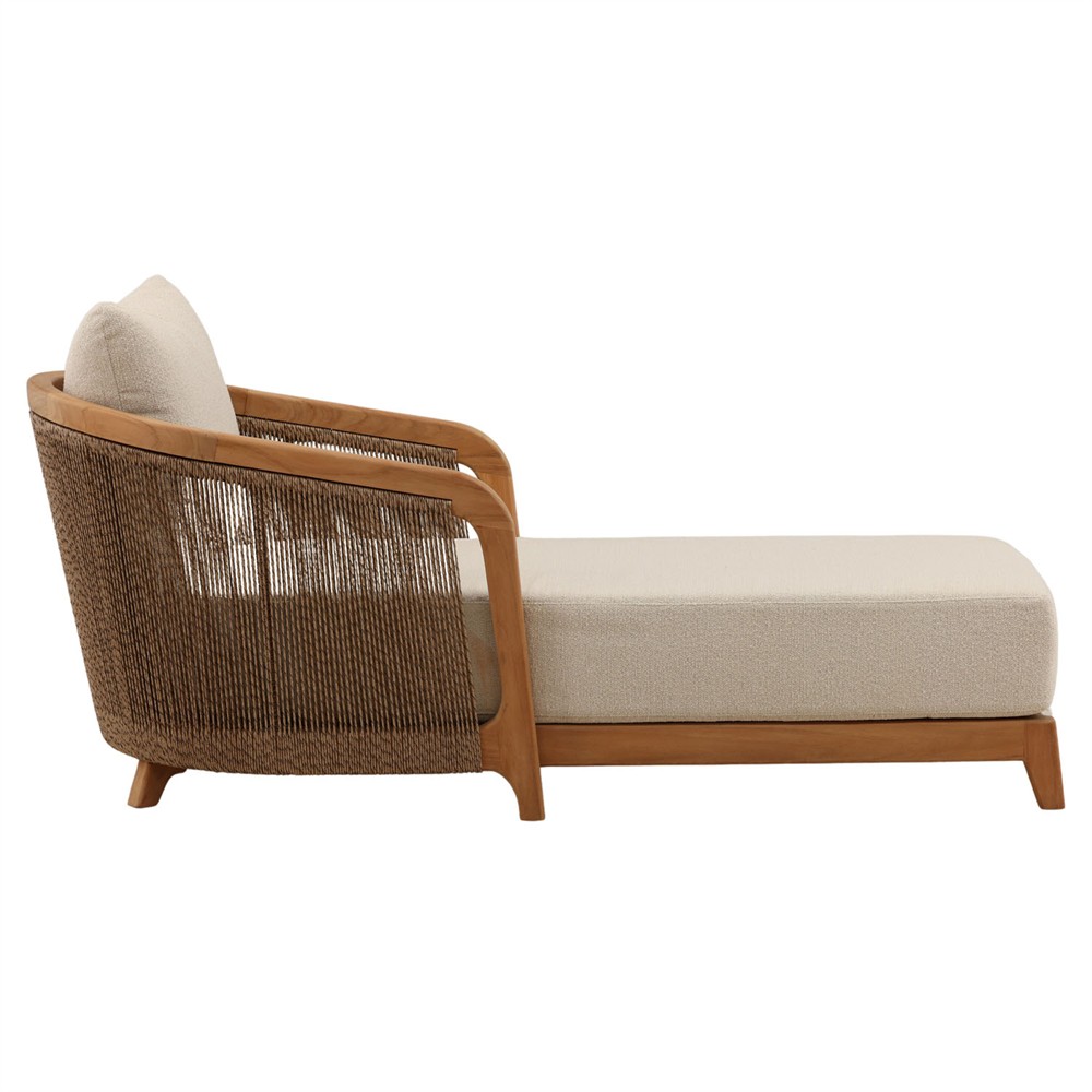 Herminia Coastal Beach Sand Natural Teak Outdoor Chaise|