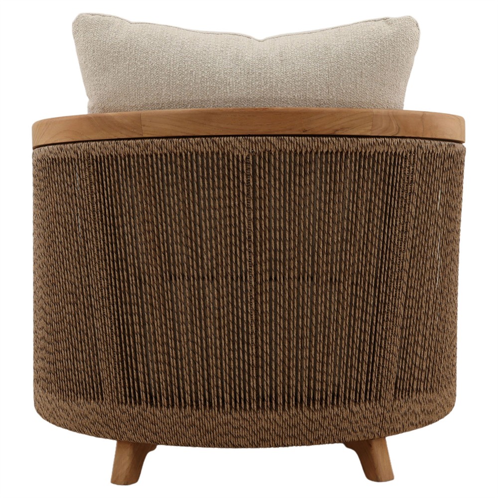 Herminia Coastal Beach Sand Natural Teak Outdoor Chaise|