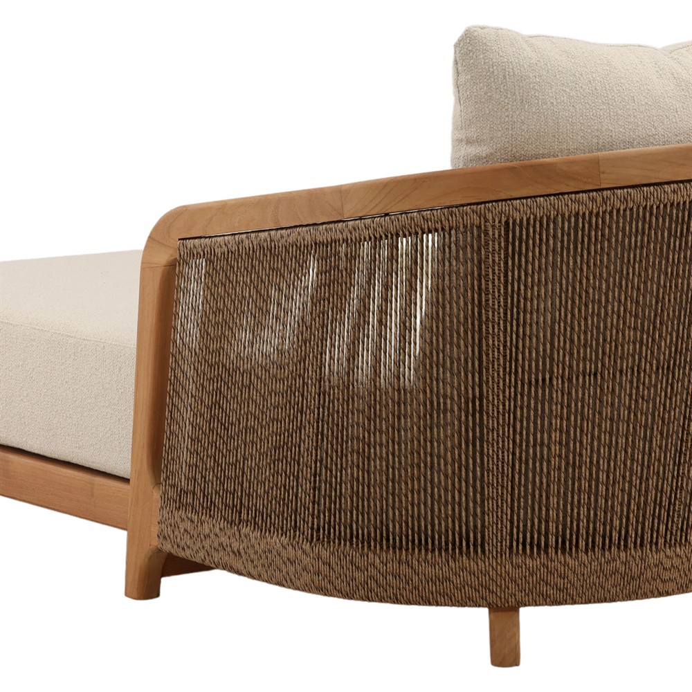 Herminia Coastal Beach Sand Natural Teak Outdoor Chaise|