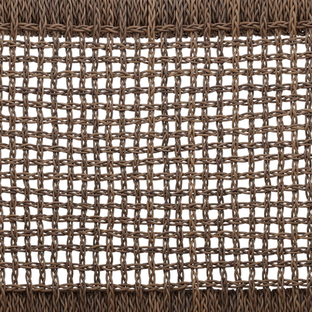 Amicie Dark Brown Woven Wicker Natural Teak Outdoor Dining Arm Chair - Set of 2|