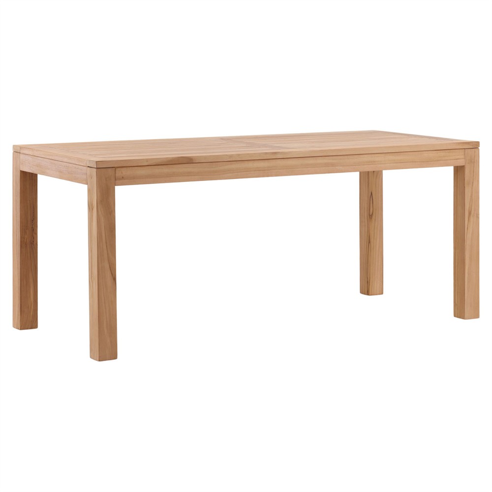 Clotaire Coastal Beach Natural Teak Rectangular Outdoor Dining Table - 71"|