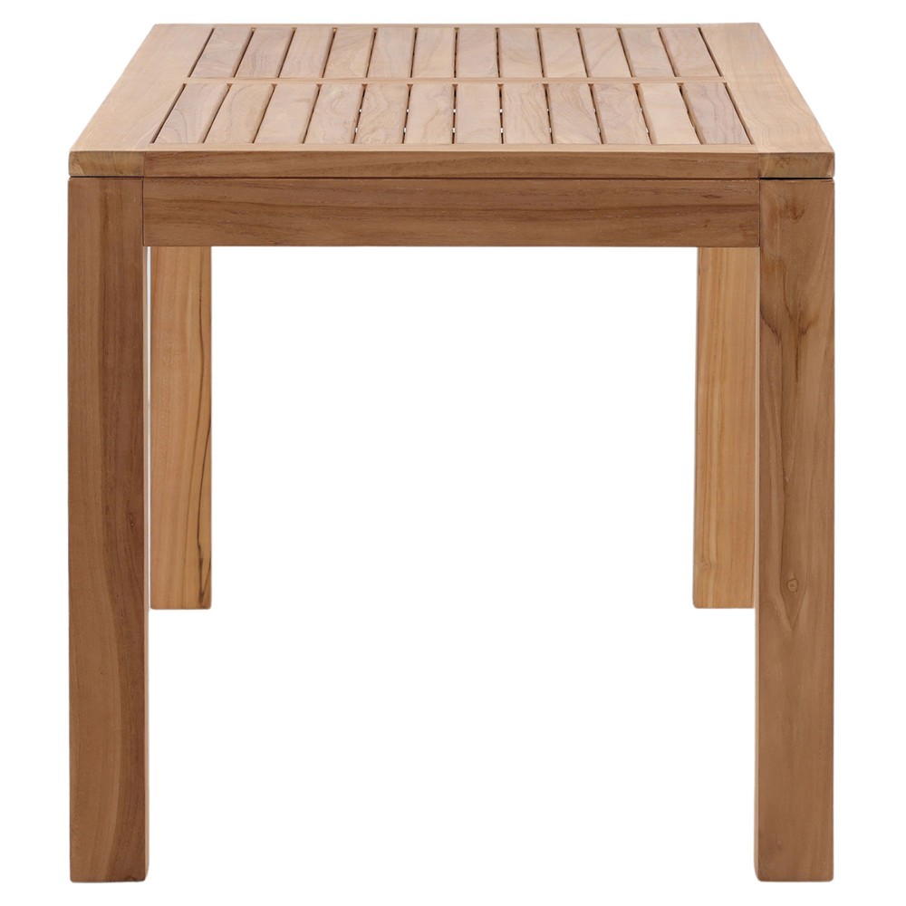 Clotaire Coastal Beach Natural Teak Rectangular Outdoor Dining Table - 71"|