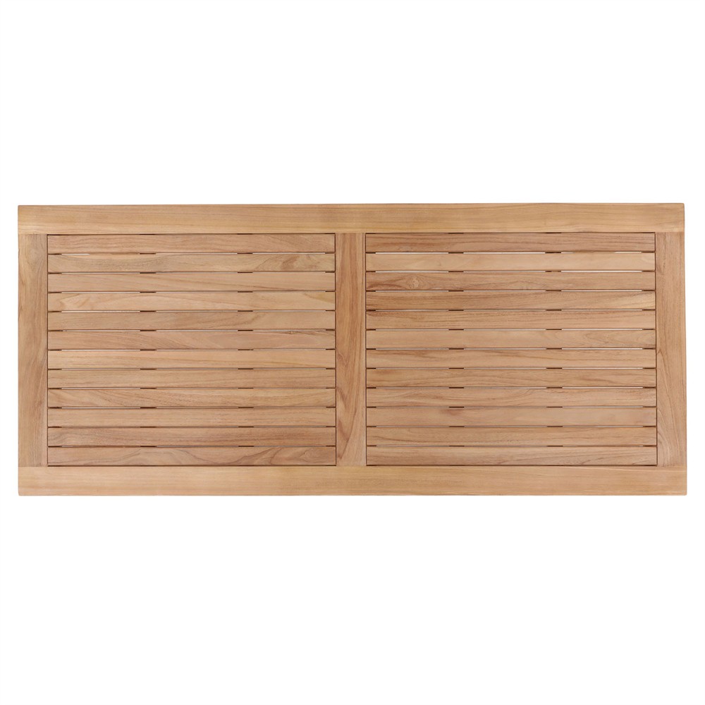 Clotaire Coastal Beach Natural Teak Rectangular Outdoor Dining Table - 71"|