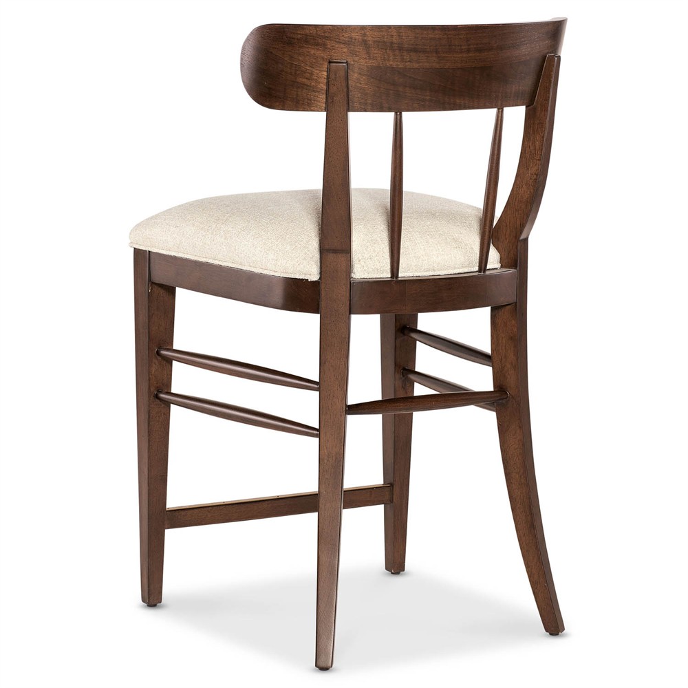 Alaine Updated Traditional Beige Performance Dark Brown Walnut Wood Counter Stool|