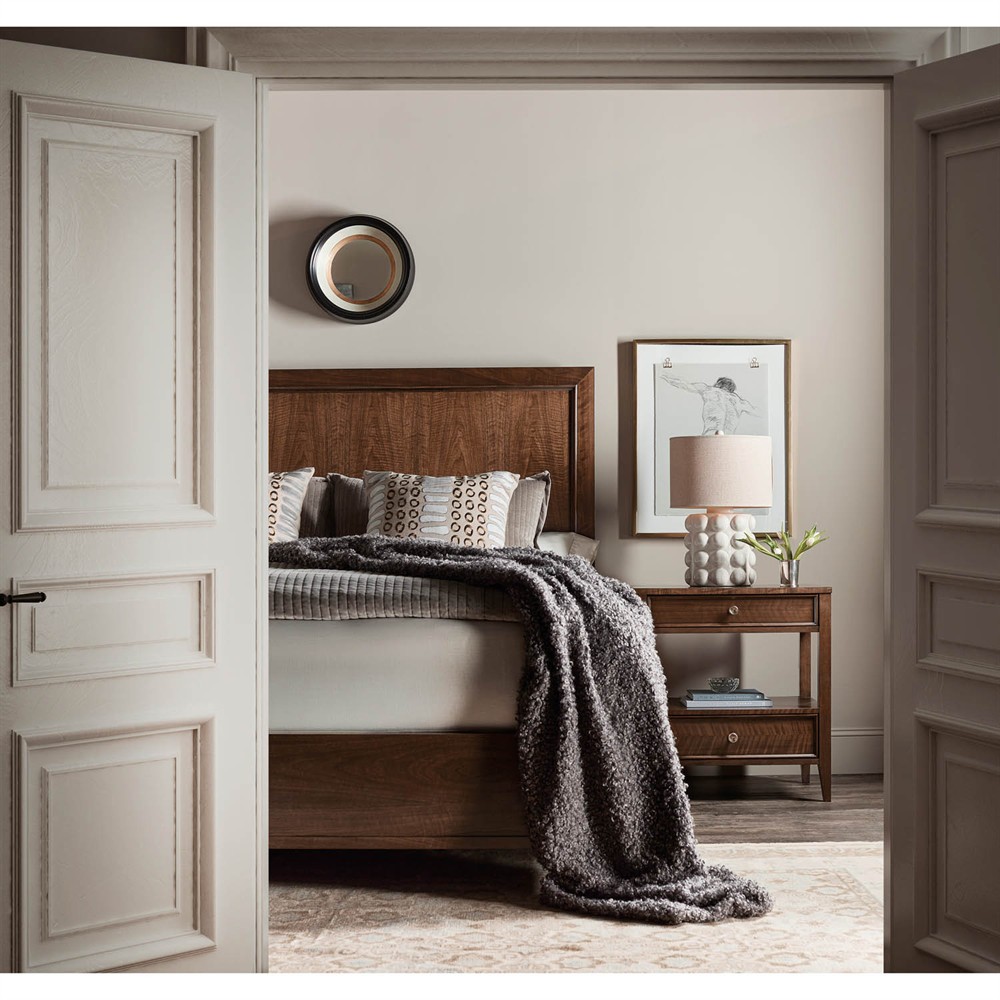 Alaine Modern Classic Dark Brown Walnut Wood Bed - Cal King Cal King ...