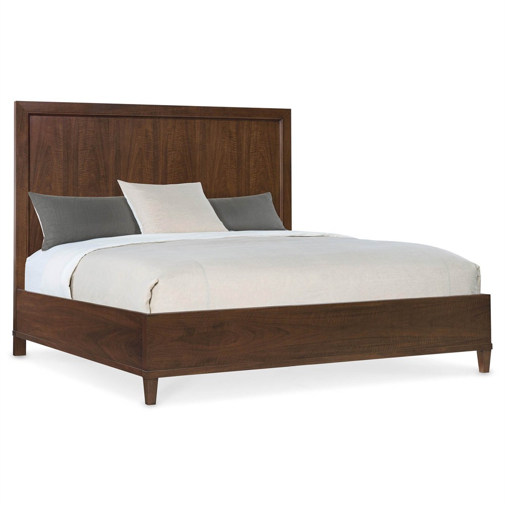 Alaine Modern Classic Dark Brown Walnut Wood Bed - Queen|
