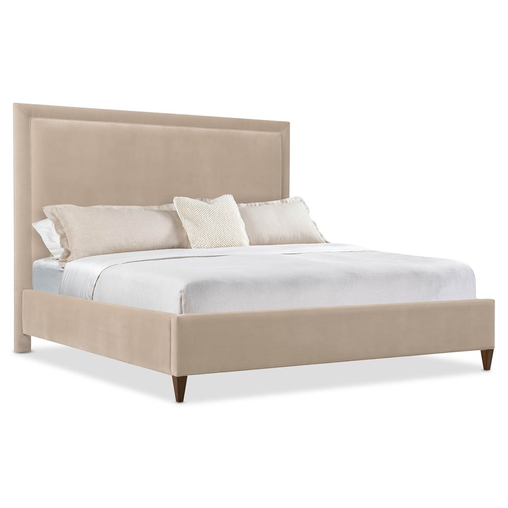 Alaine Modern Classic Beige Velvet Performance Bed - Queen|