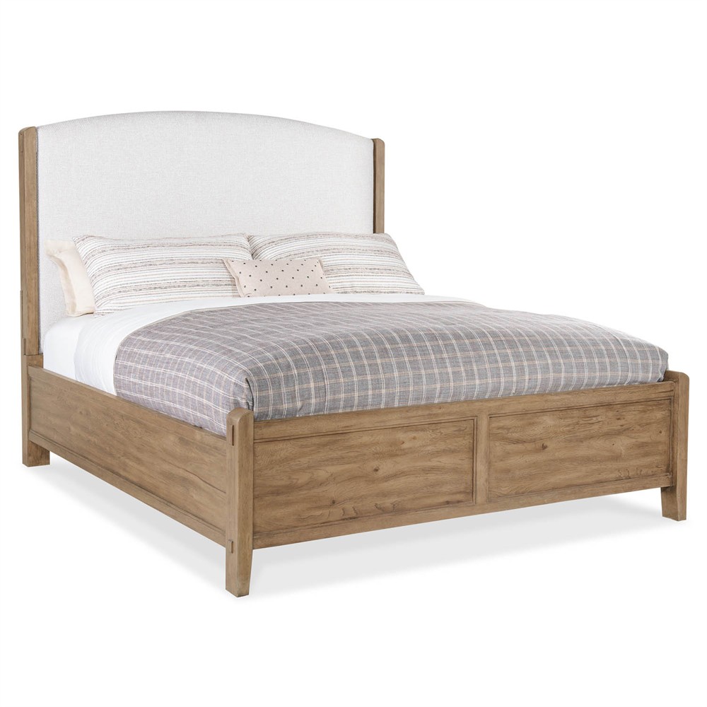 Vince Coastal Beach Cream Performance Brown Wood Bed - Queen|