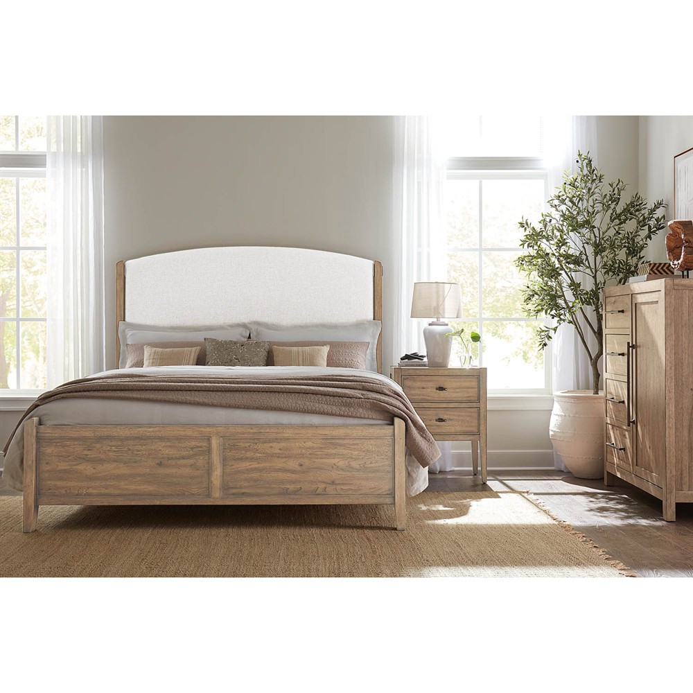 Vince Coastal Beach Cream Performance Brown Wood Bed - Queen|