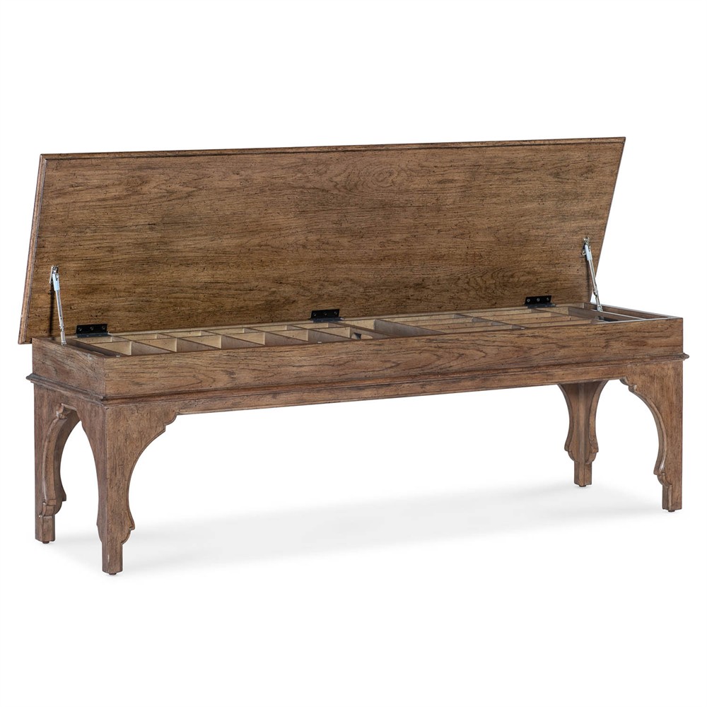 Asher French Country Brown Oak Storage Bench|