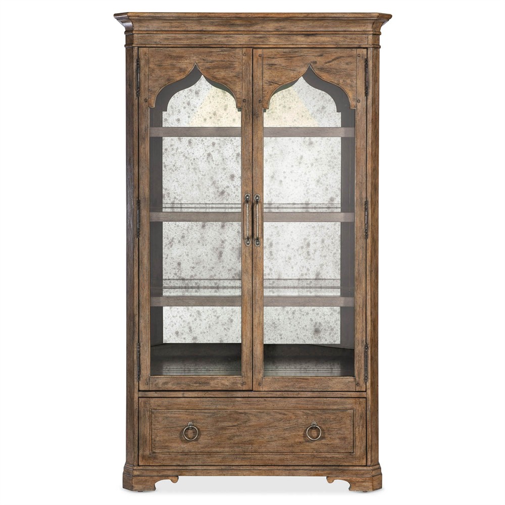Asher Updated Traditional Brown Oak Display Cabinet|