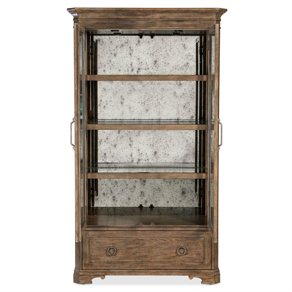 Asher Updated Traditional Brown Oak Display Cabinet|