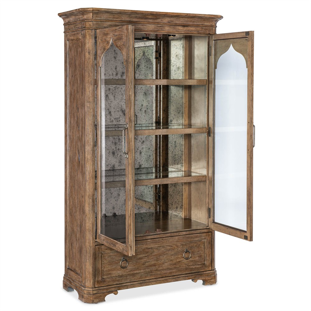 Asher Updated Traditional Brown Oak Display Cabinet|