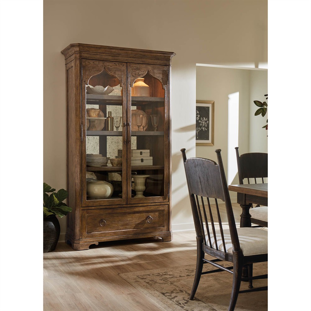 Asher Updated Traditional Brown Oak Display Cabinet|