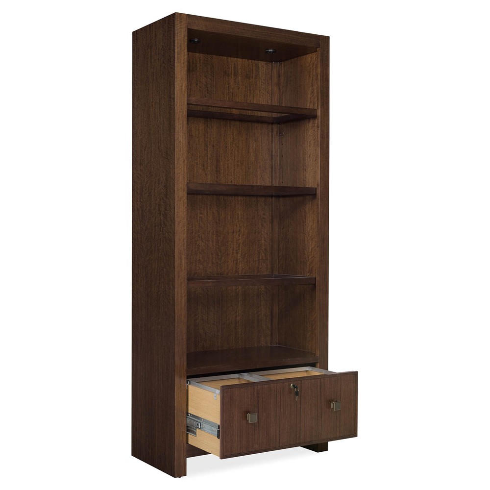 Alaine Modern Classic Dark Brown Walnut Wood Bookcase|