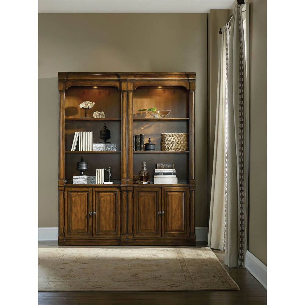 Talia Updated Traditional Dark Brown Alder Wood Bookcase|