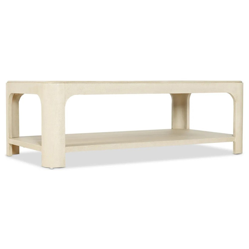 Elara Coastal Beach Cream Raffia Rectangular Cocktail Table|