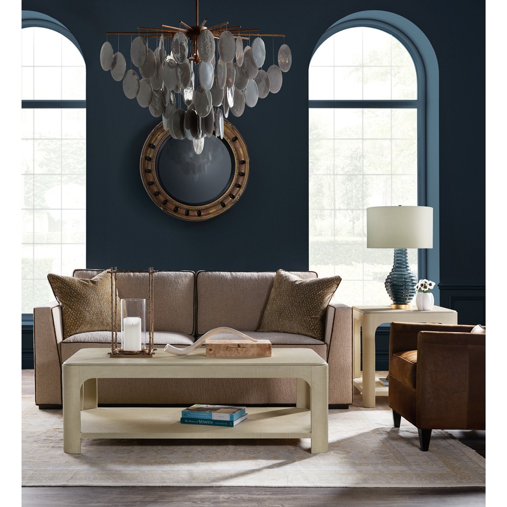 Elara Coastal Beach Cream Raffia Rectangular Cocktail Table|