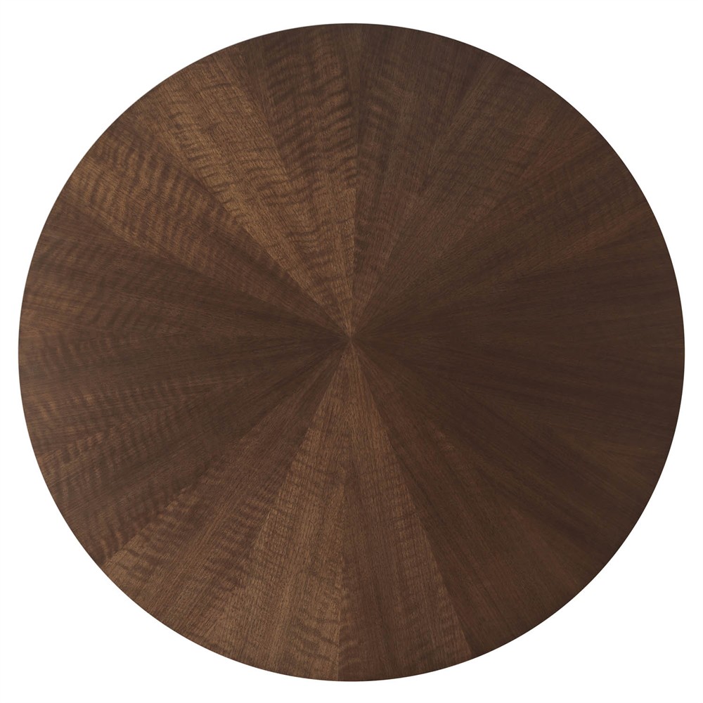 Alaine Updated Traditional Dark Brown Walnut Wood Round Cocktail Table|
