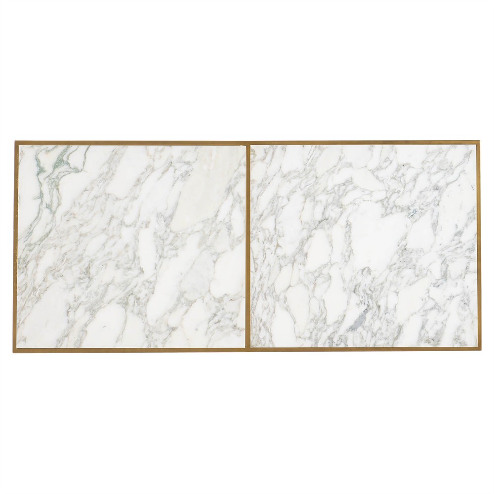 Claus Modern Classic White Marble Gold Steel Rectangular Coffee Table - 62"|
