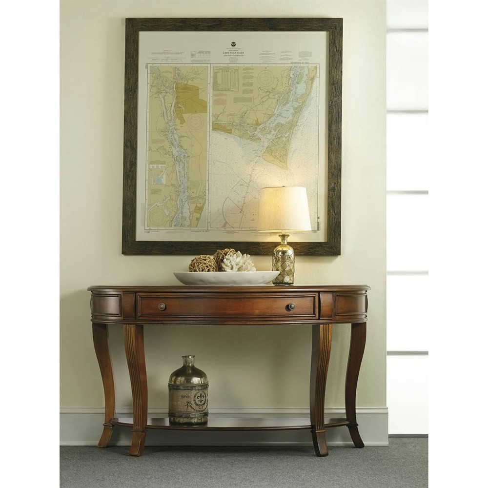 Haven Updated Traditional Cherry Wood Demilune Console Table|