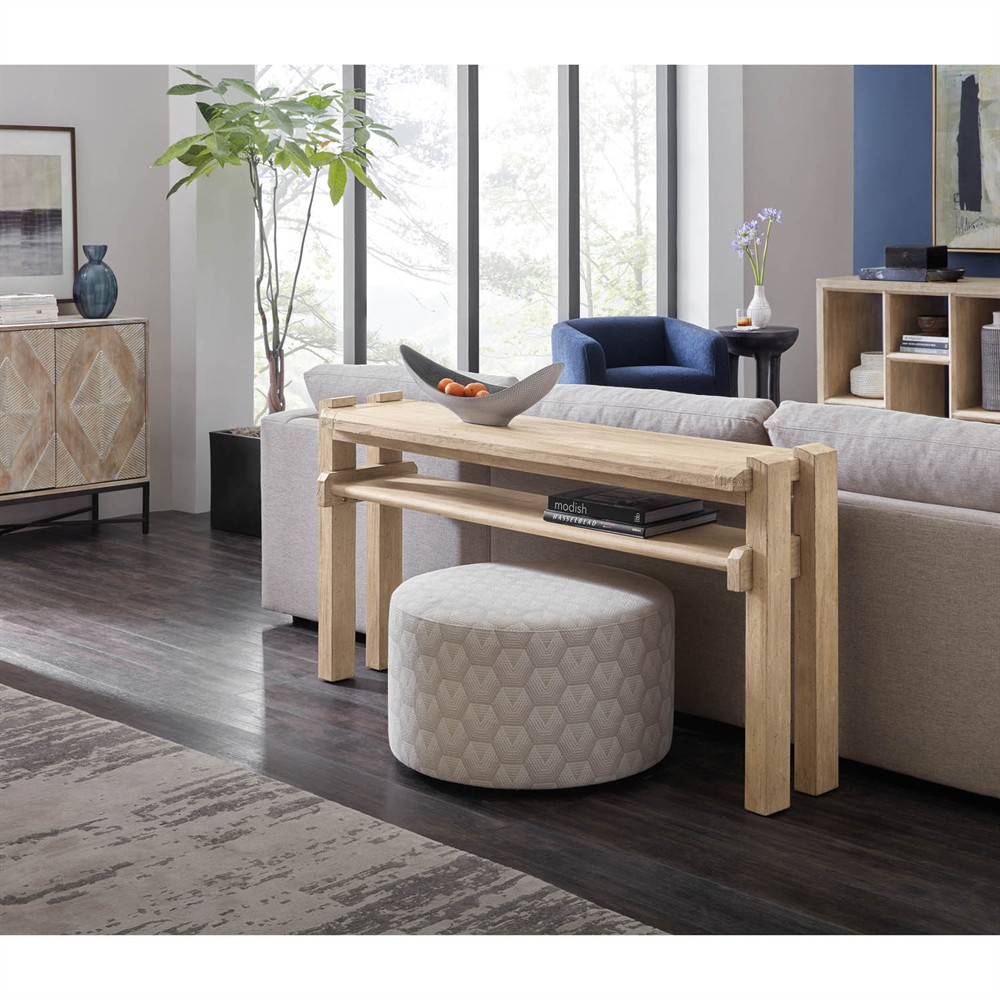 Brianne Coastal Beach Light Natural Acacia Wood Console Table|