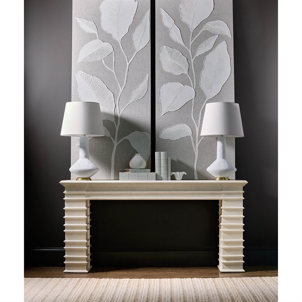 Gibson Updated Traditional Cream Resin Console Table|