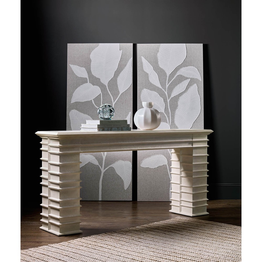 Gibson Updated Traditional Cream Resin Console Table|