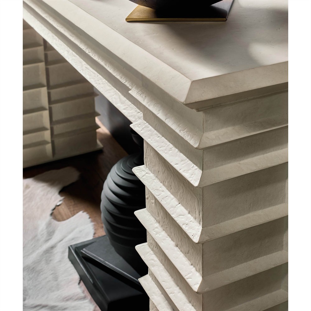 Gibson Updated Traditional Cream Resin Console Table|