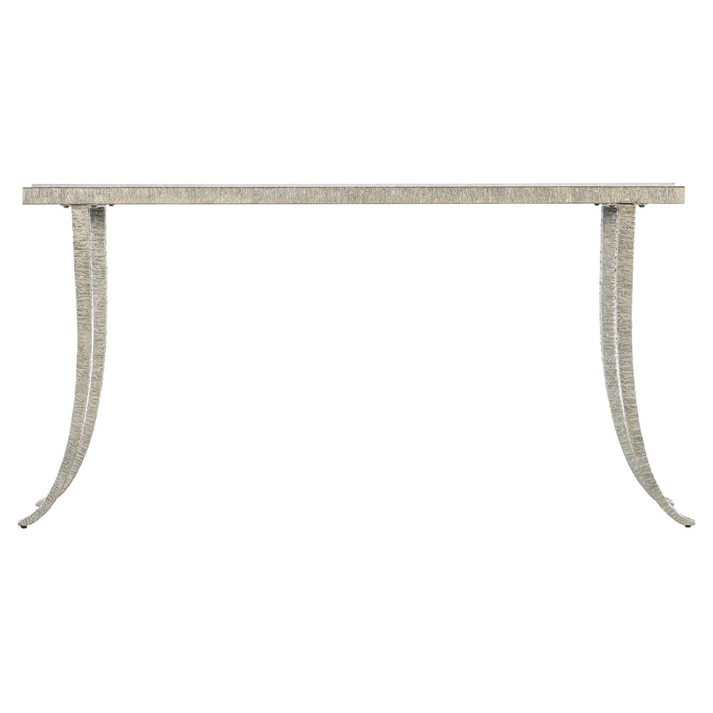 Atlas Modern Classic White Marble Silver Metal Console Table|