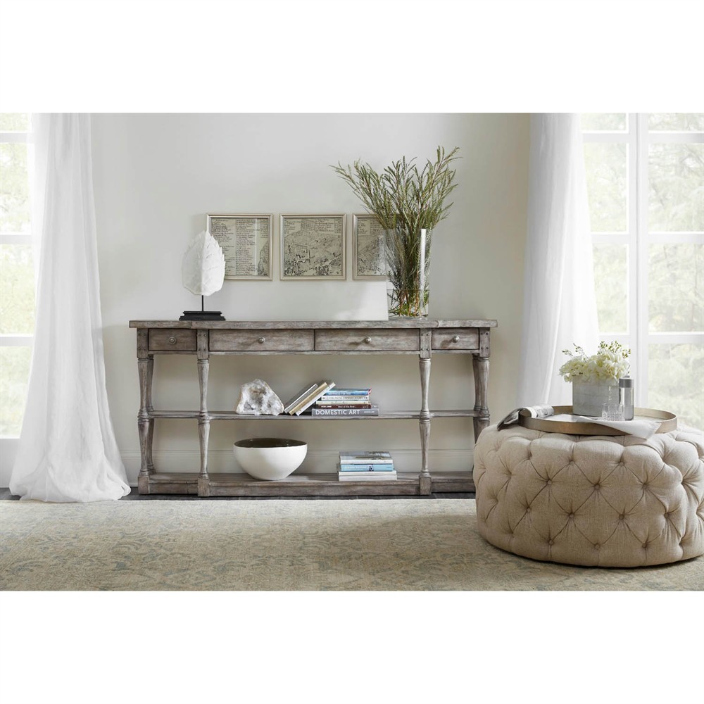 Albert Updated Traditional Grey Pecan Wood Console Table|