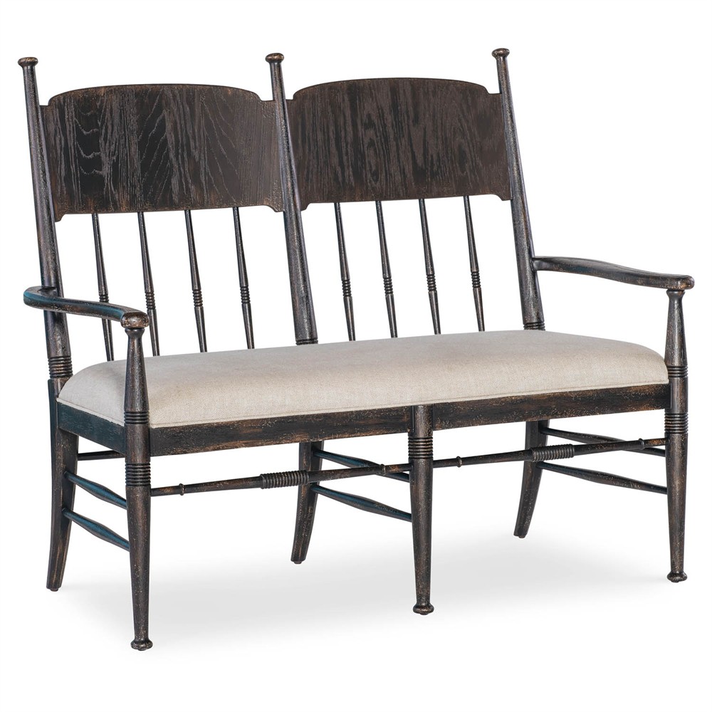 Asher Updated Traditional Beige Performance Black Oak Dining Bench|