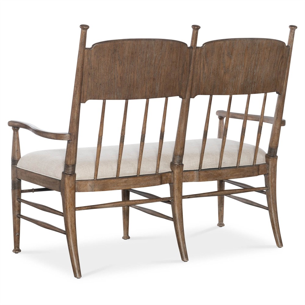 Asher Updated Traditional Beige Performance Brown Oak Dining Bench|