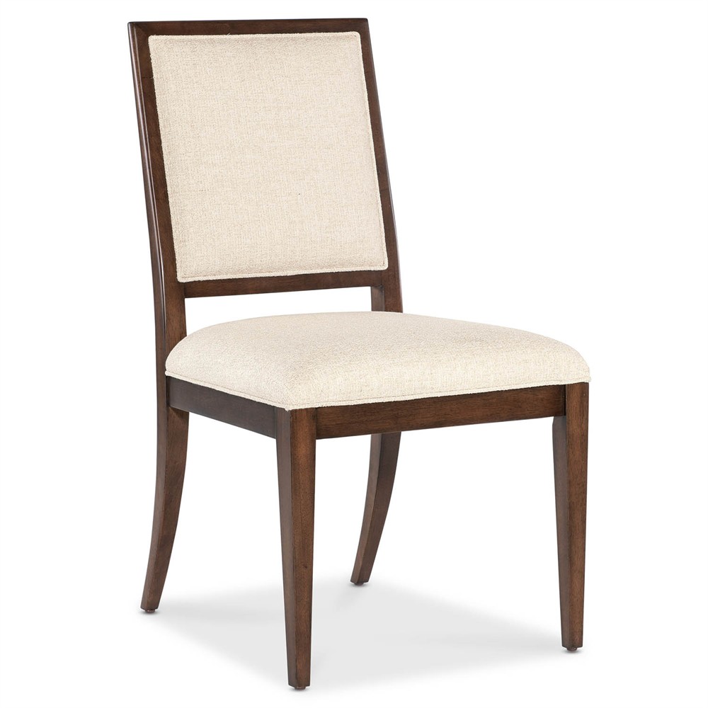Alaine Modern Classic Beige Performance Dark Brown Wood Dining Chair|