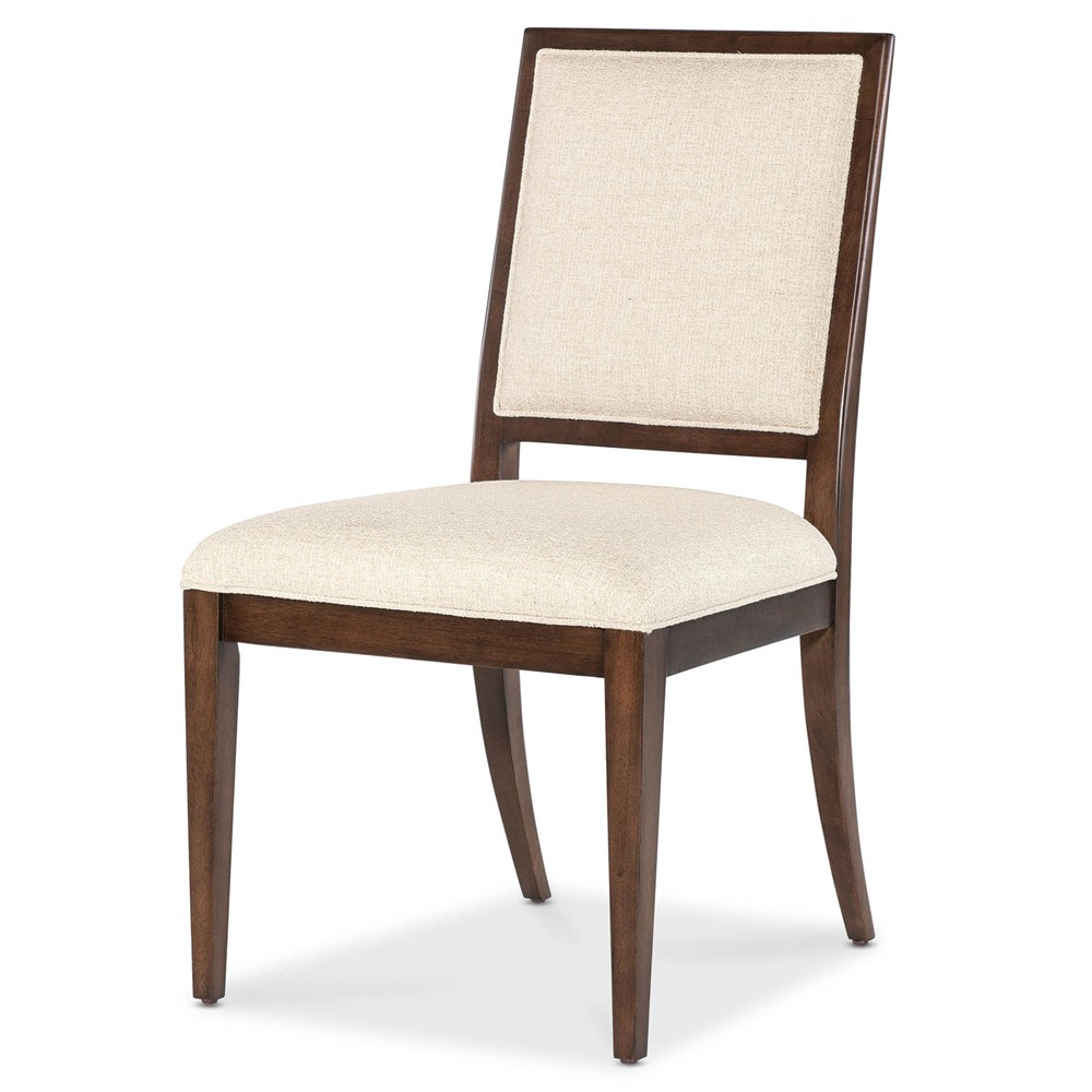 Alaine Modern Classic Beige Performance Dark Brown Wood Dining Chair|