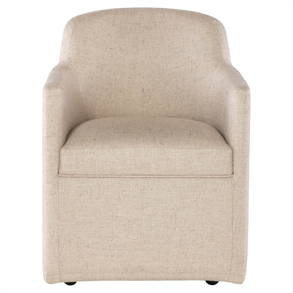 Adrienne Modern Classic Beige Performance Dining Arm Chair|